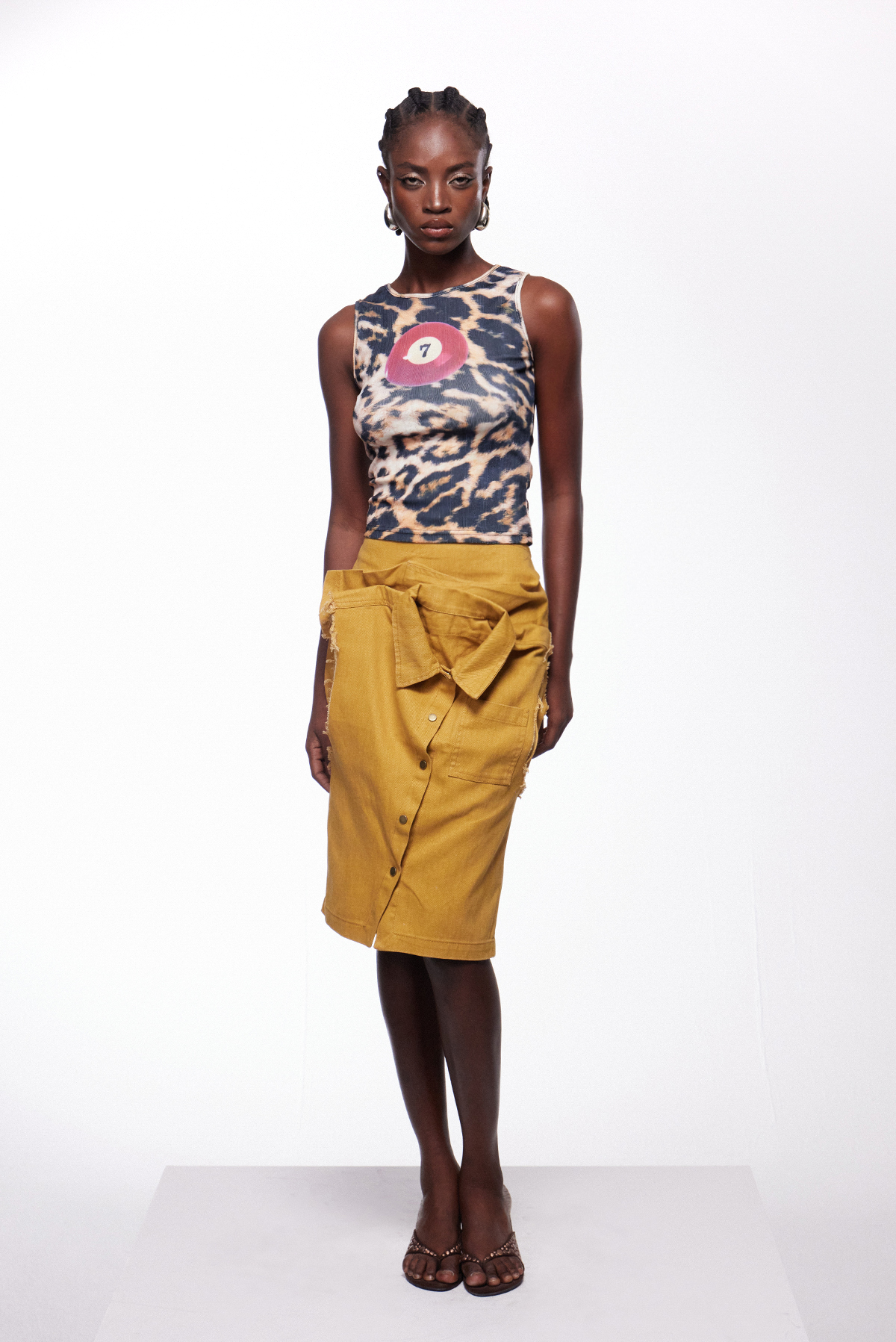 Ieva Deconstruct Asymmetric Midi Skirt