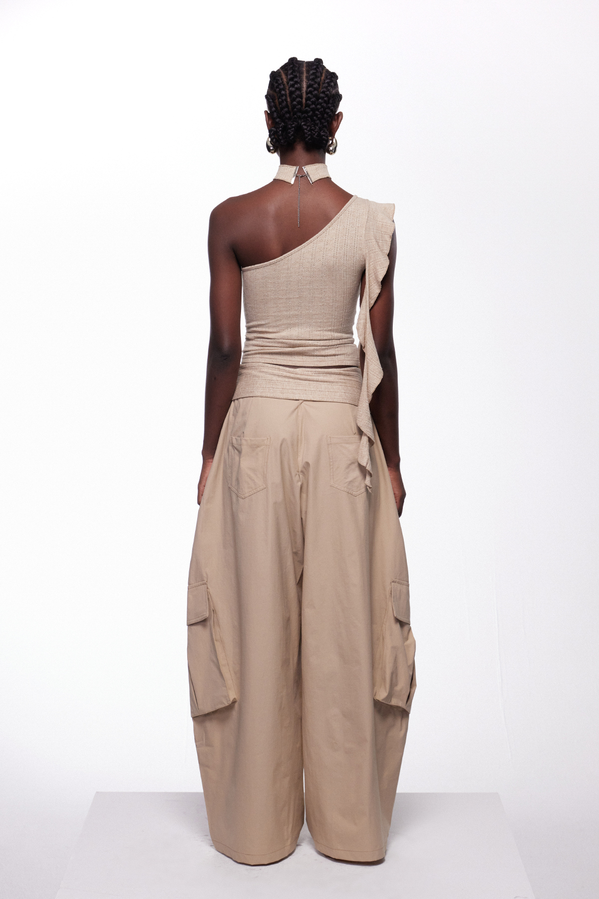 Iezekiel One Shoulder Ruffle Pants Set