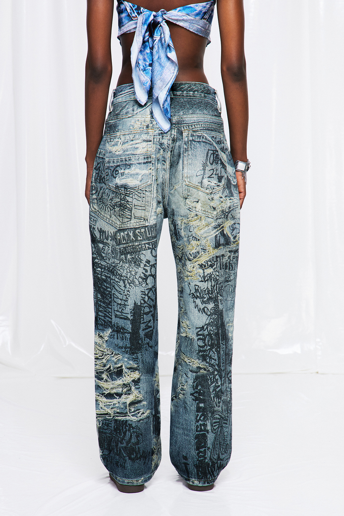 Ifigeneia Ripped Print Jeans