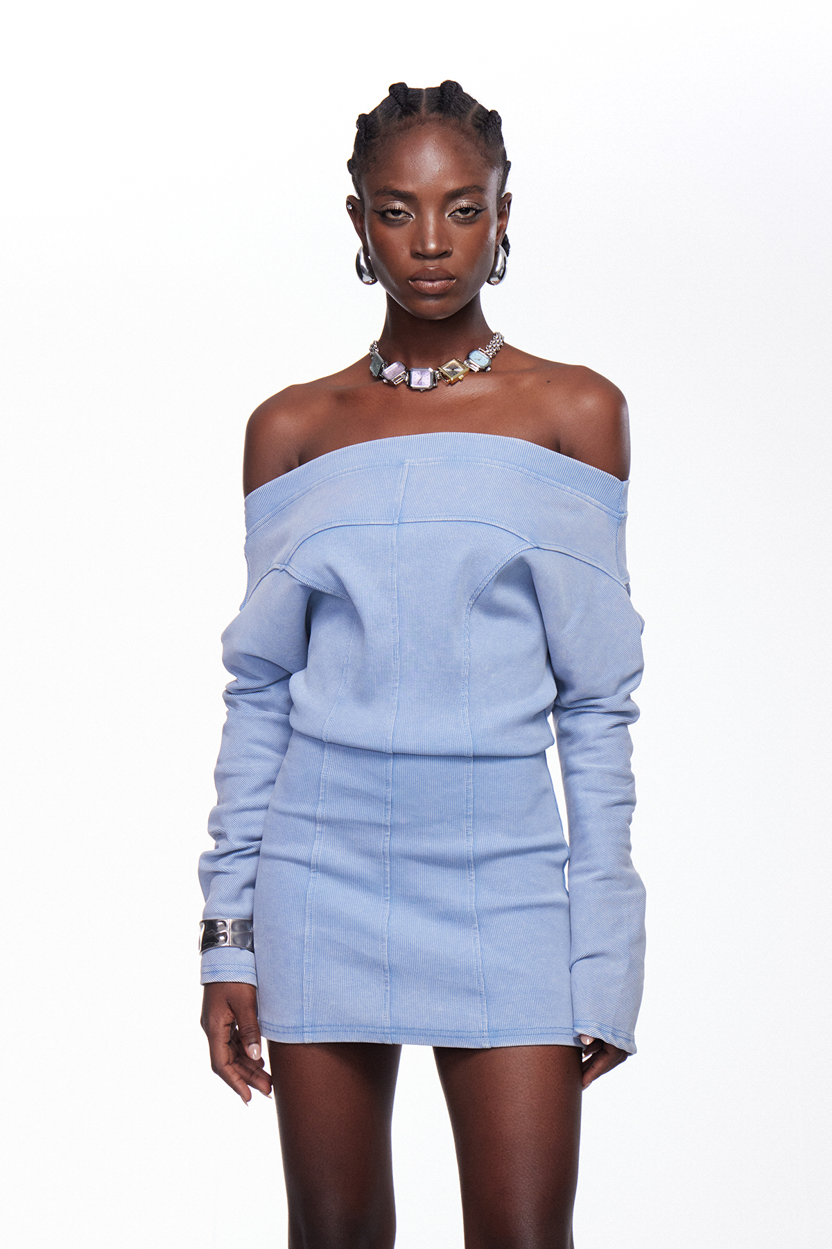 Ige Off Shoulder Knit Mini Dress