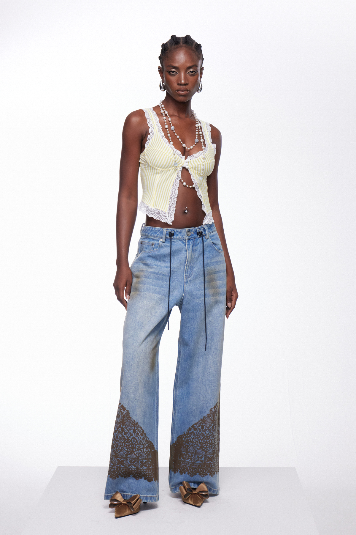 Igino Sleeveless Stripe Lace Top