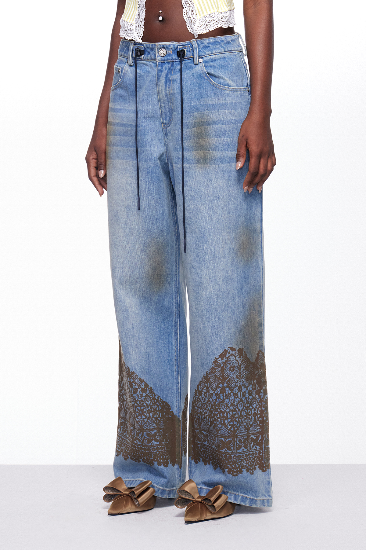 Igle Tie Dye Lace Print Jeans