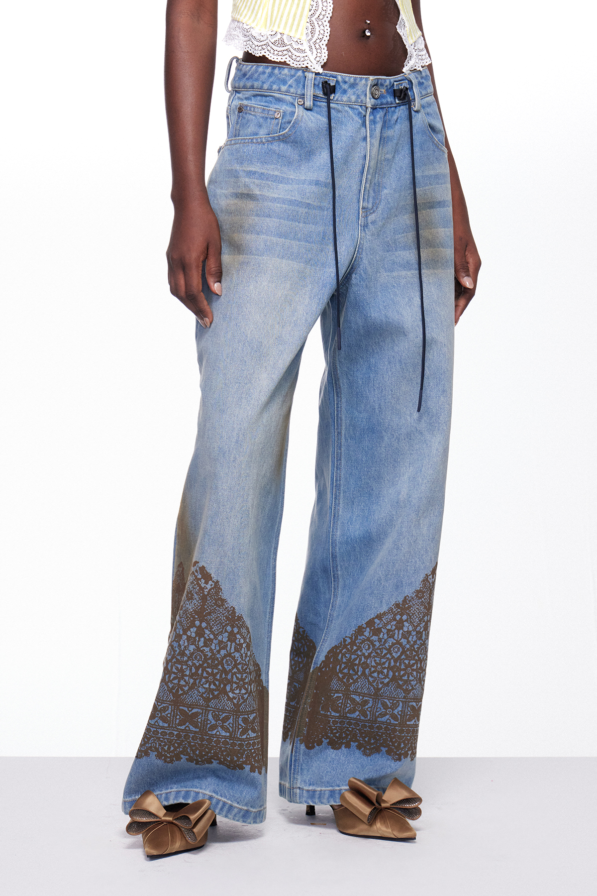 Igle Tie Dye Lace Print Jeans