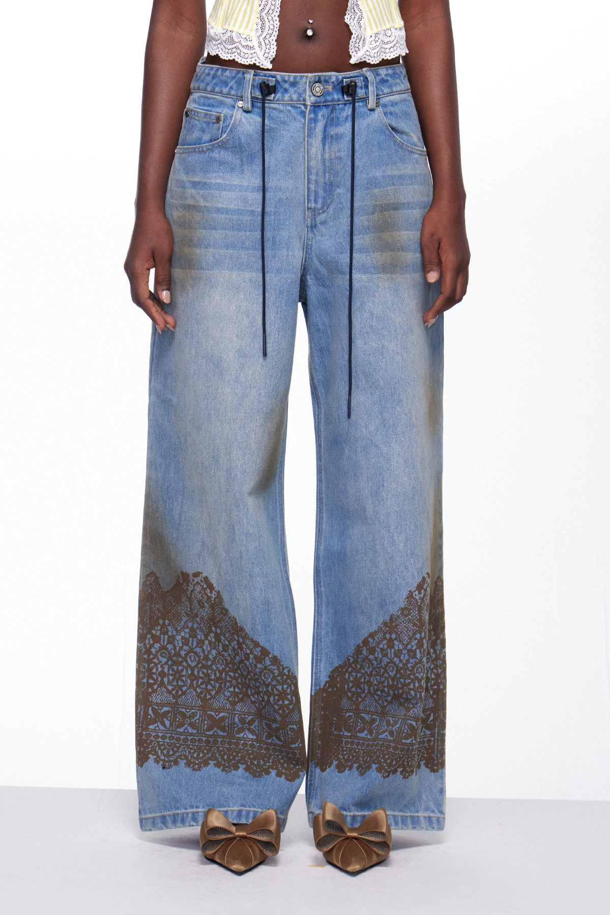 Igle Tie Dye Lace Print Jeans