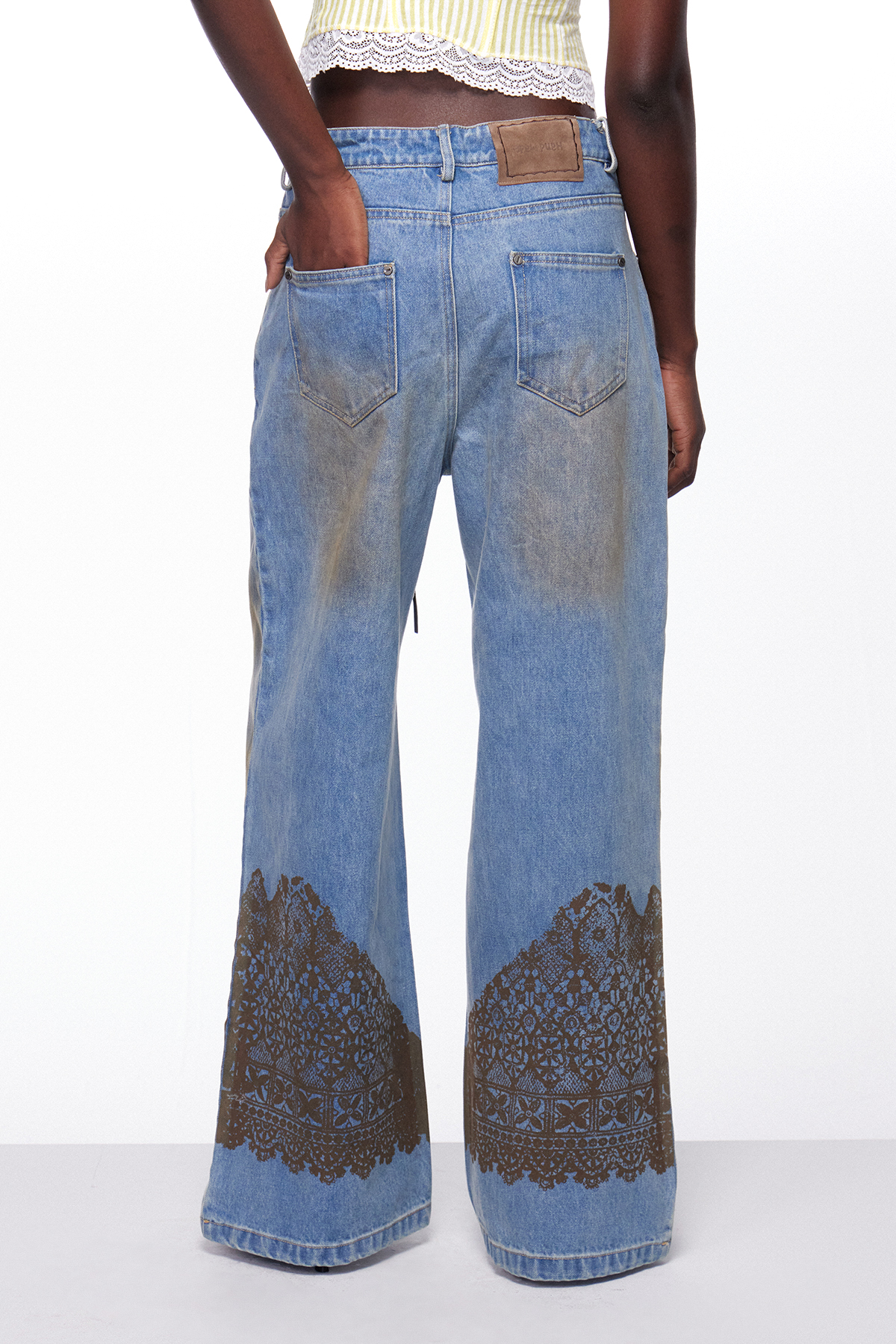 Igle Tie Dye Lace Print Jeans