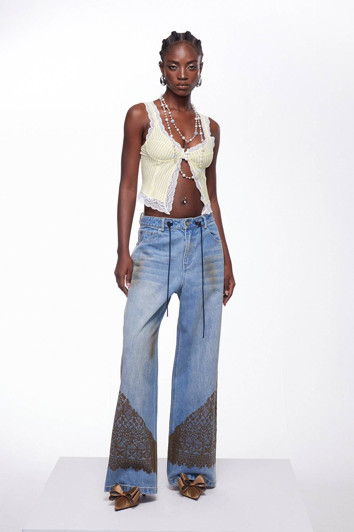 Igle Tie Dye Lace Print Jeans