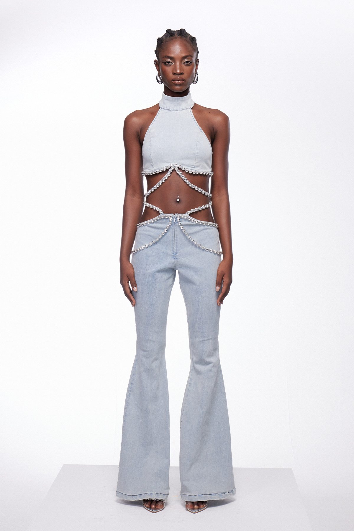 Ignace Halter Neck Crystal Pants Set