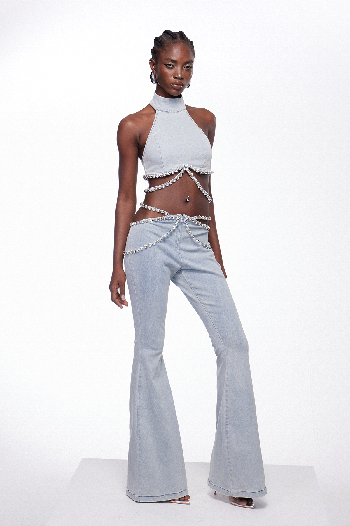Ignace Halter Neck Crystal Pants Set