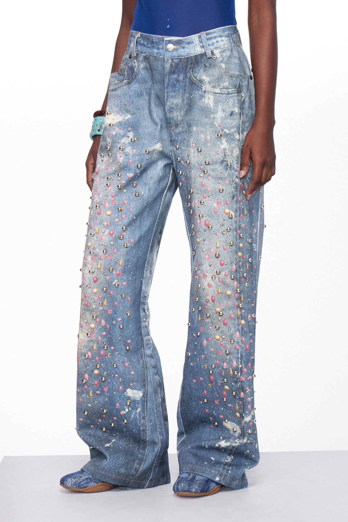 Ignacij Studded Print Barrel Jeans