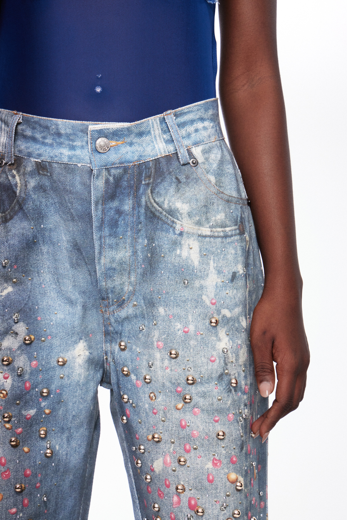 Ignacij Studded Print Barrel Jeans