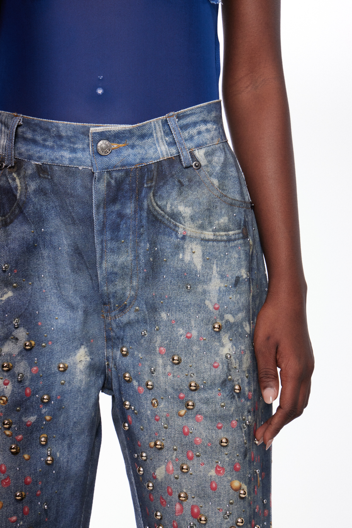 Ignacij Studded Print Barrel Jeans