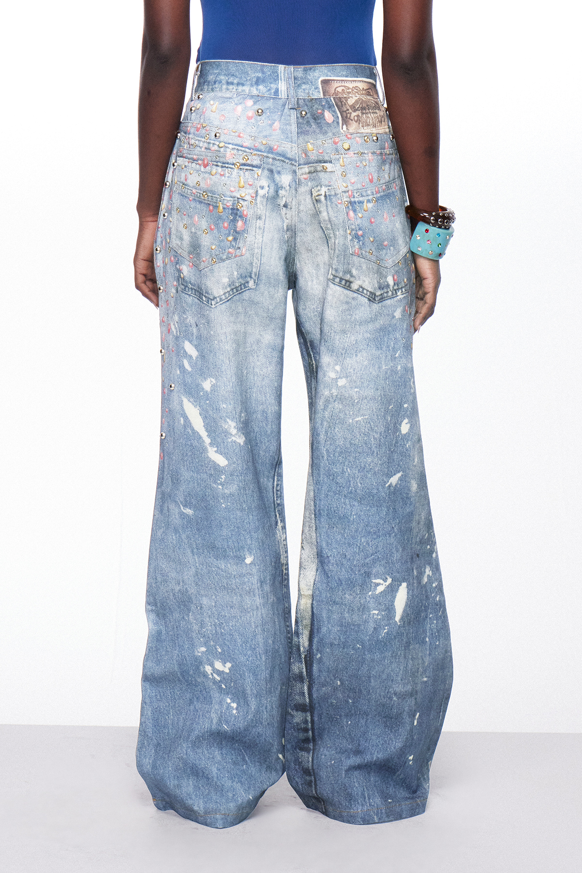 Ignacij Studded Print Barrel Jeans