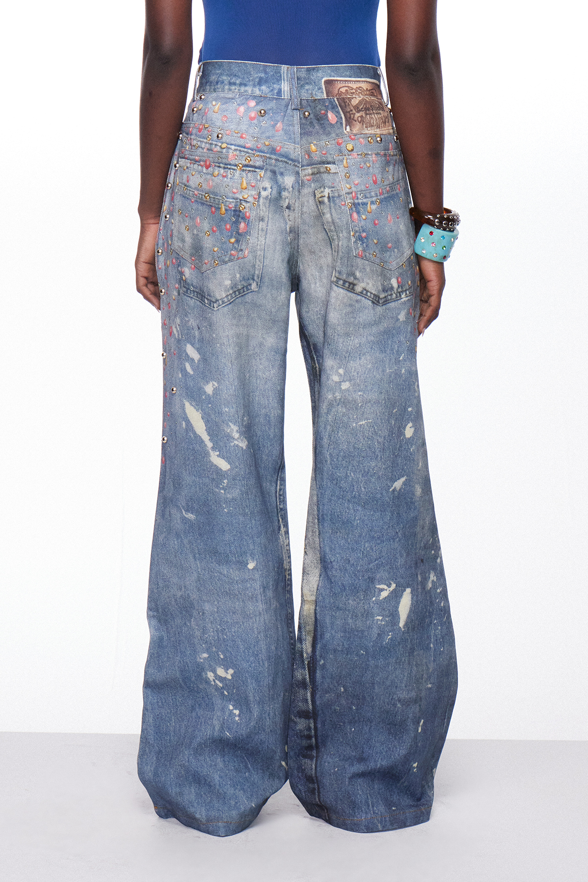 Ignacij Studded Print Barrel Jeans