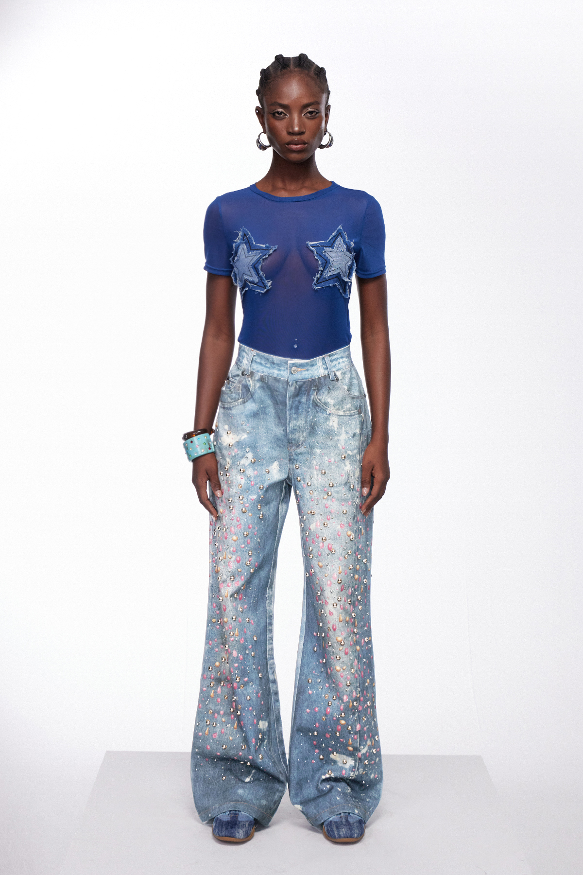 Ignacij Studded Print Barrel Jeans