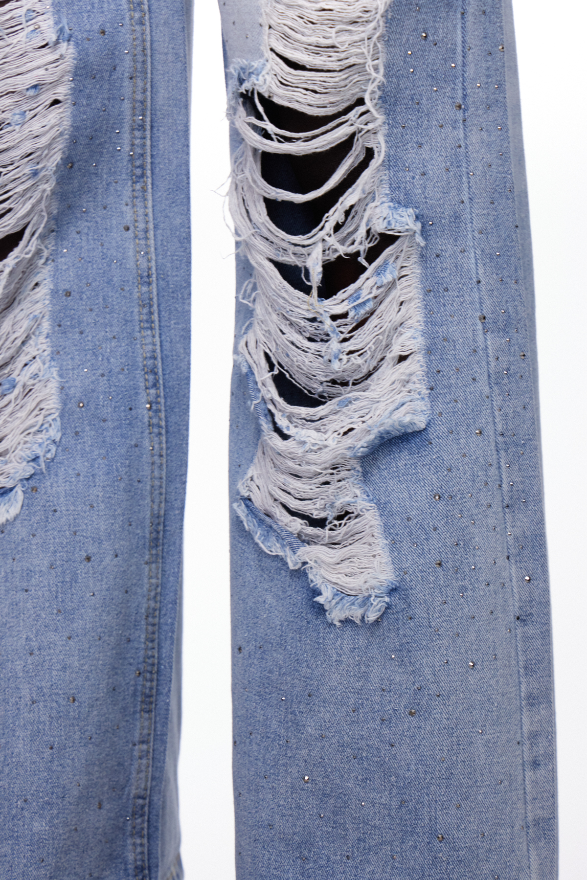 Ignas Ripped Embroidered Rhinestone Jeans
