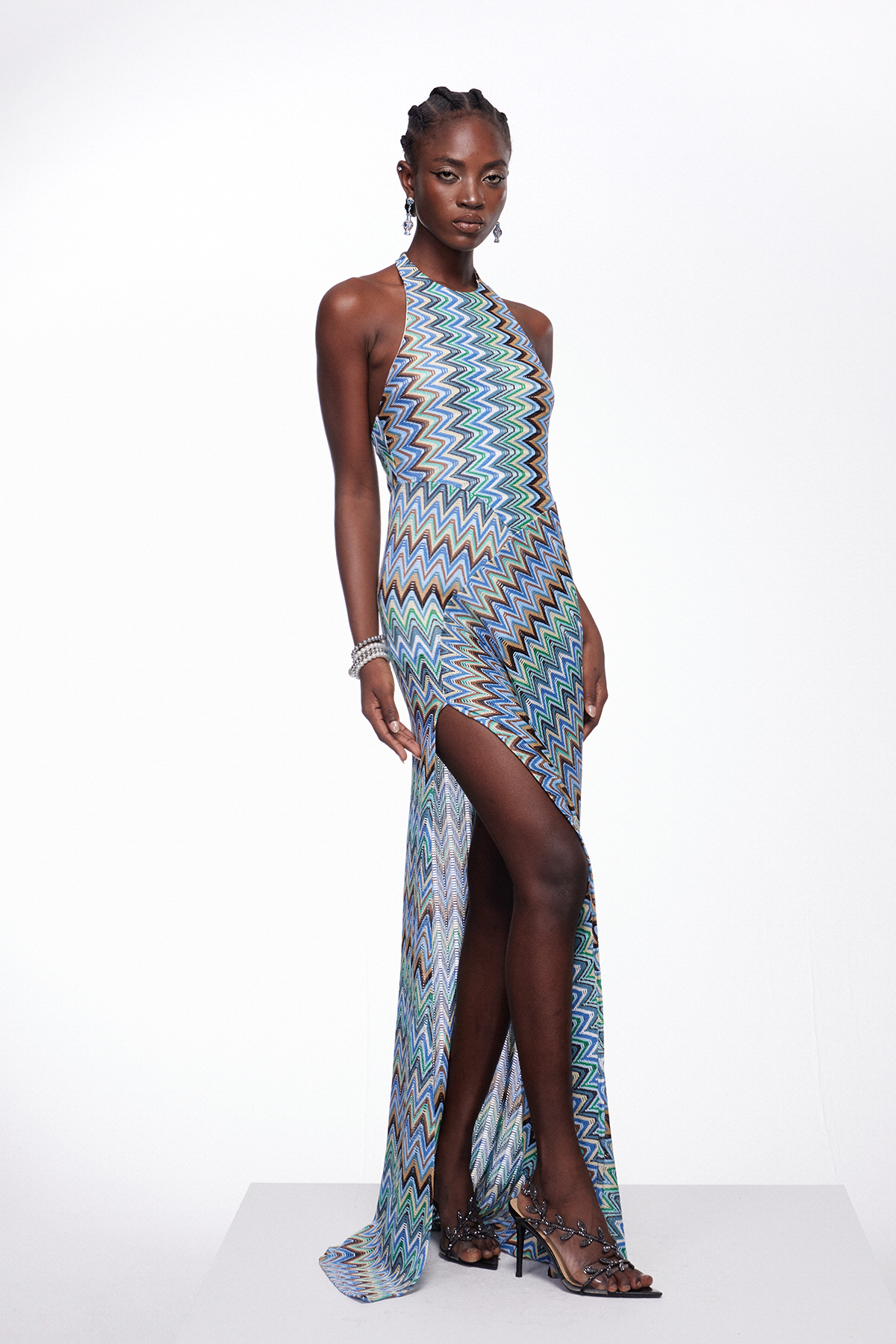 Ignasi Halter Neck Asymmetric Maxi Dress