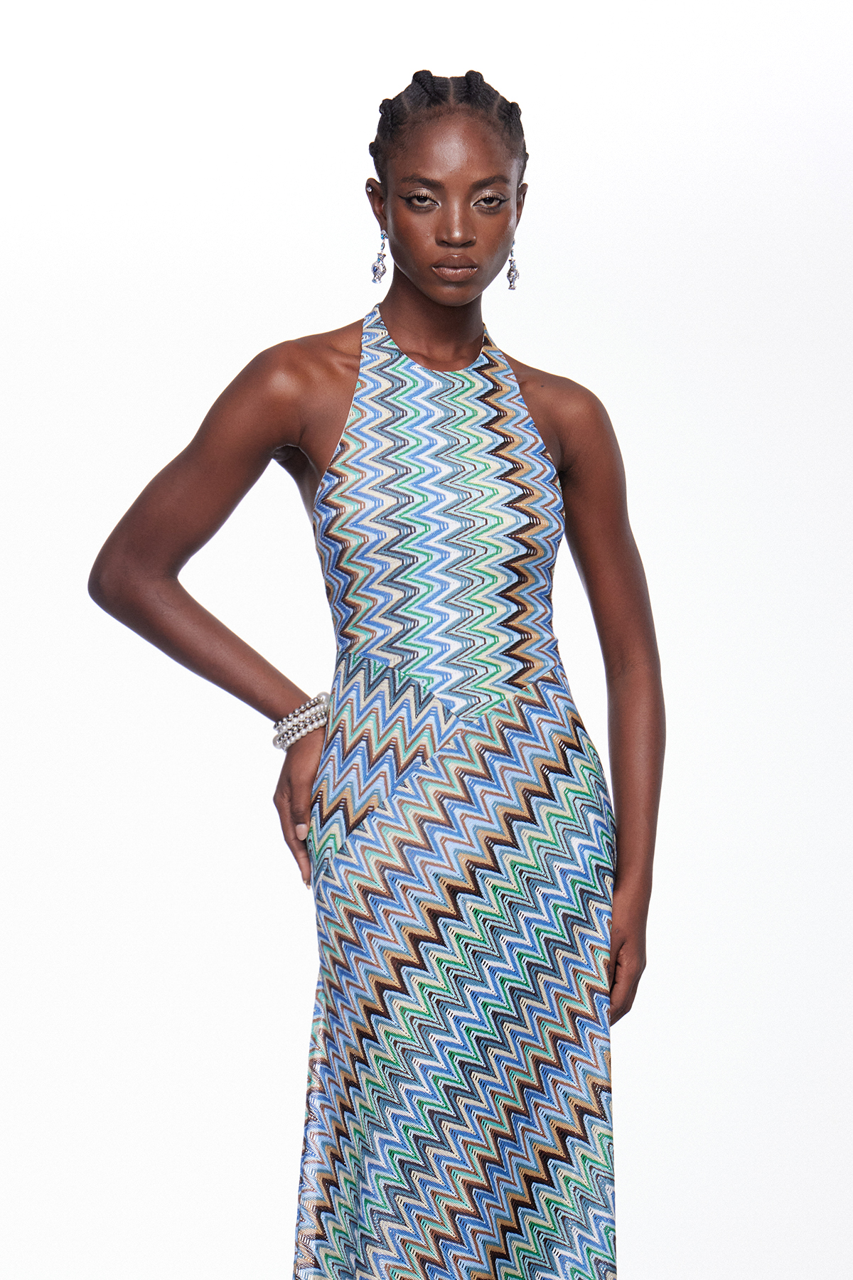 Ignasi Halter Neck Asymmetric Maxi Dress