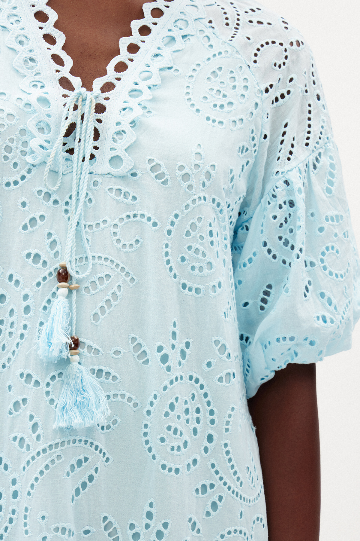 Ignat Balloon Sleeve Lace Midi Dress In Blue