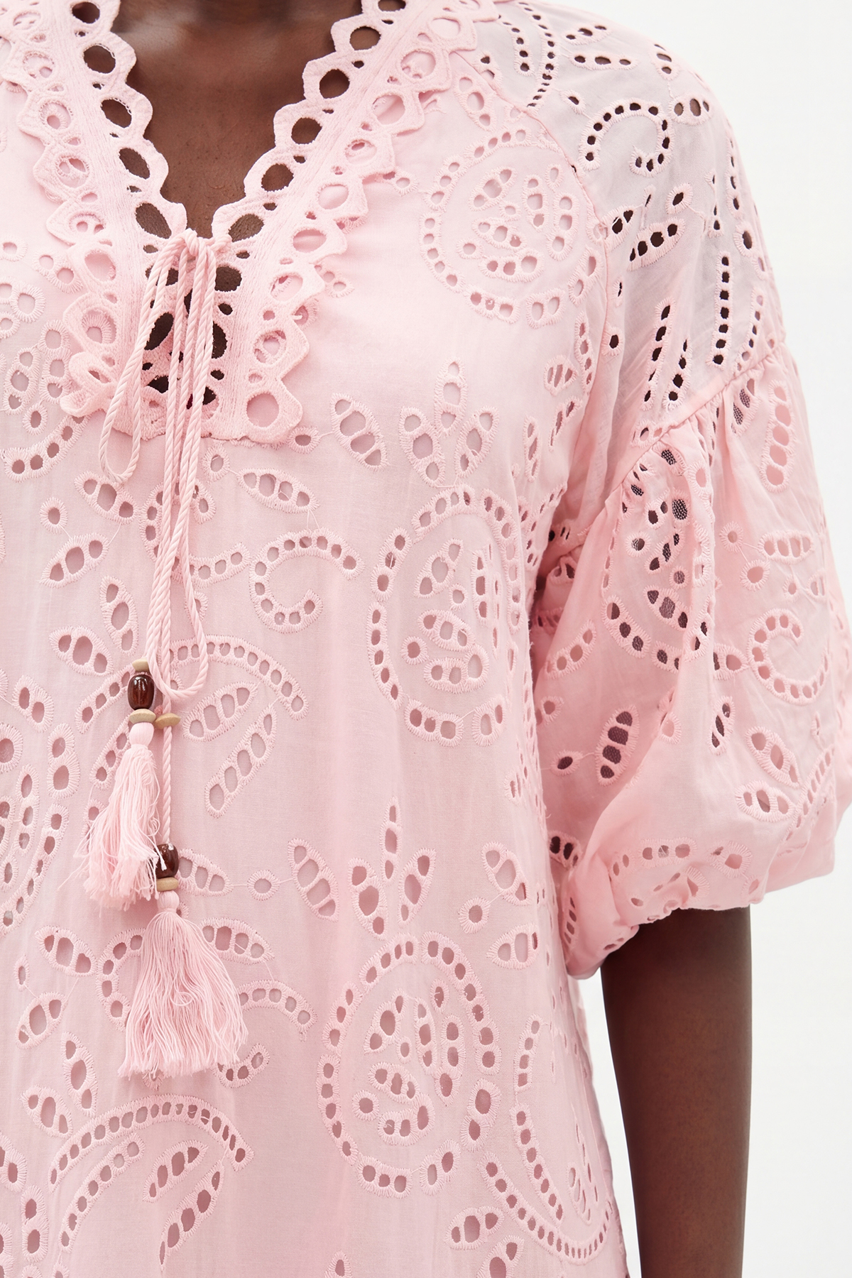 Ignat Balloon Sleeve Lace Midi Dress In Pink