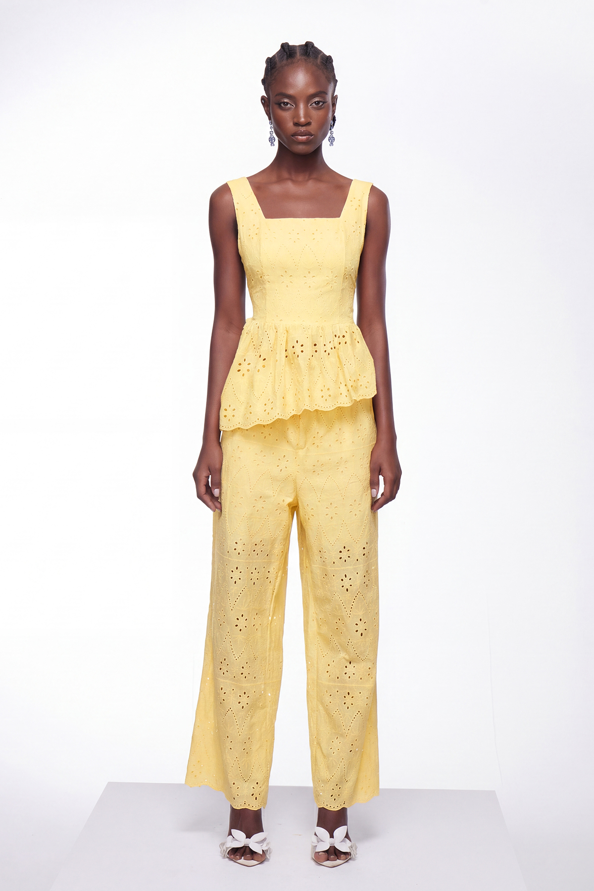 Ignat Ruffle Lace Pants Set In Yellow