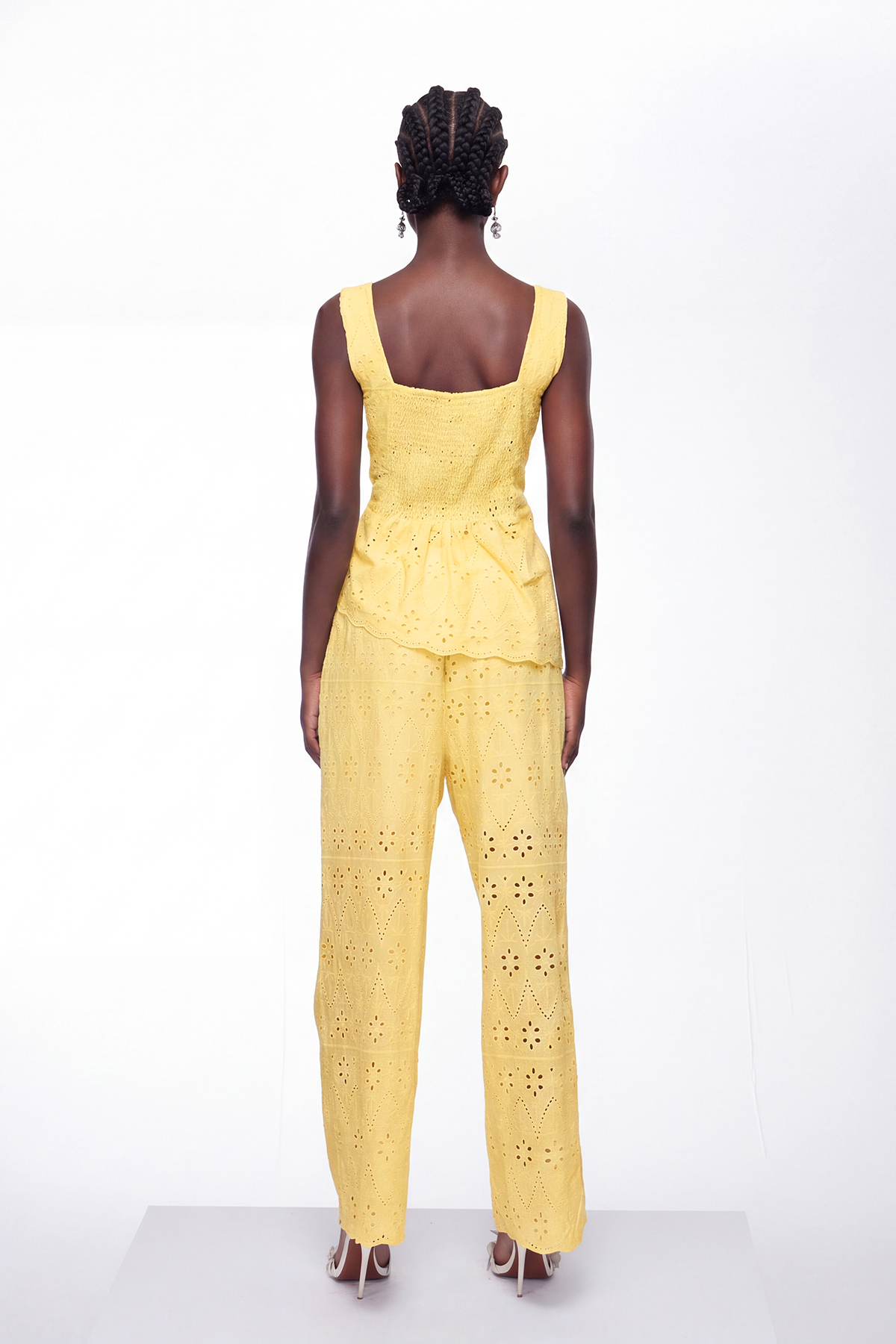 Ignat Ruffle Lace Pants Set In Yellow