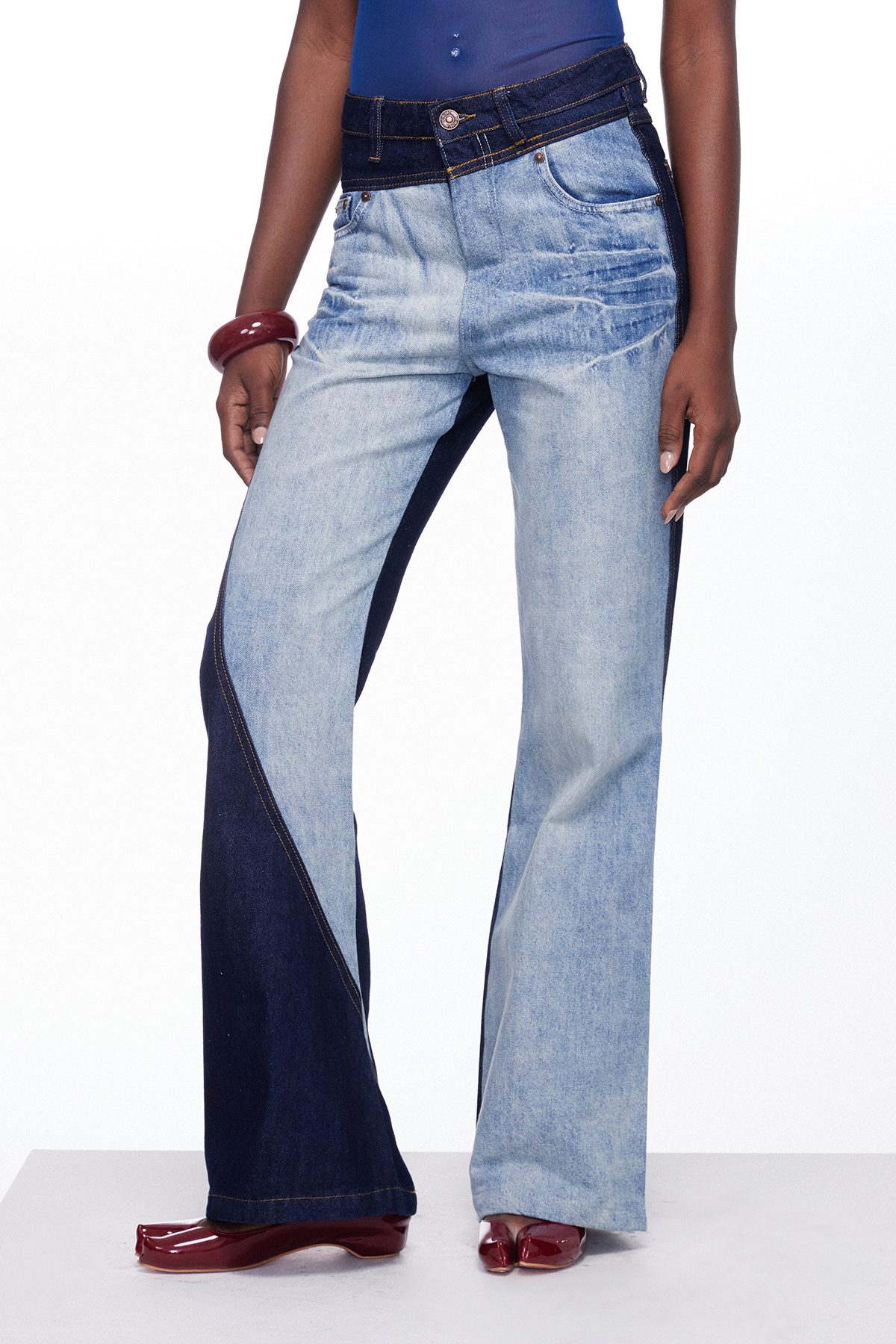 Ignatius Colorblock Bleached Jeans