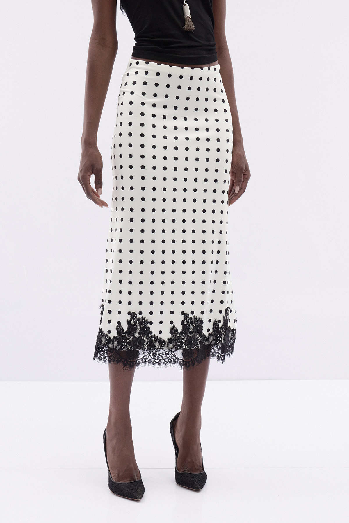 Ignazio Dot Lace Midi Skirt