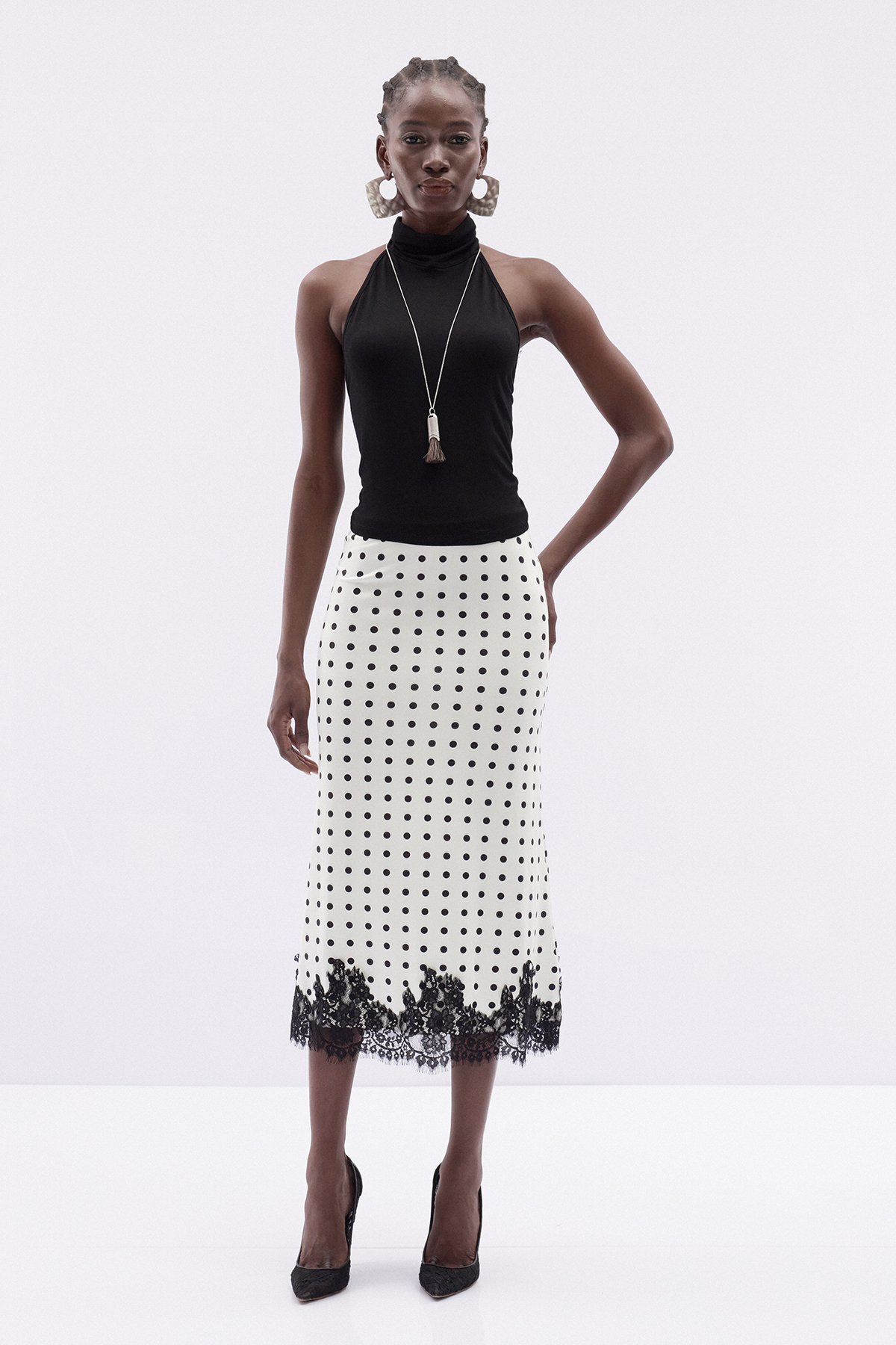 Ignazio Dot Lace Midi Skirt