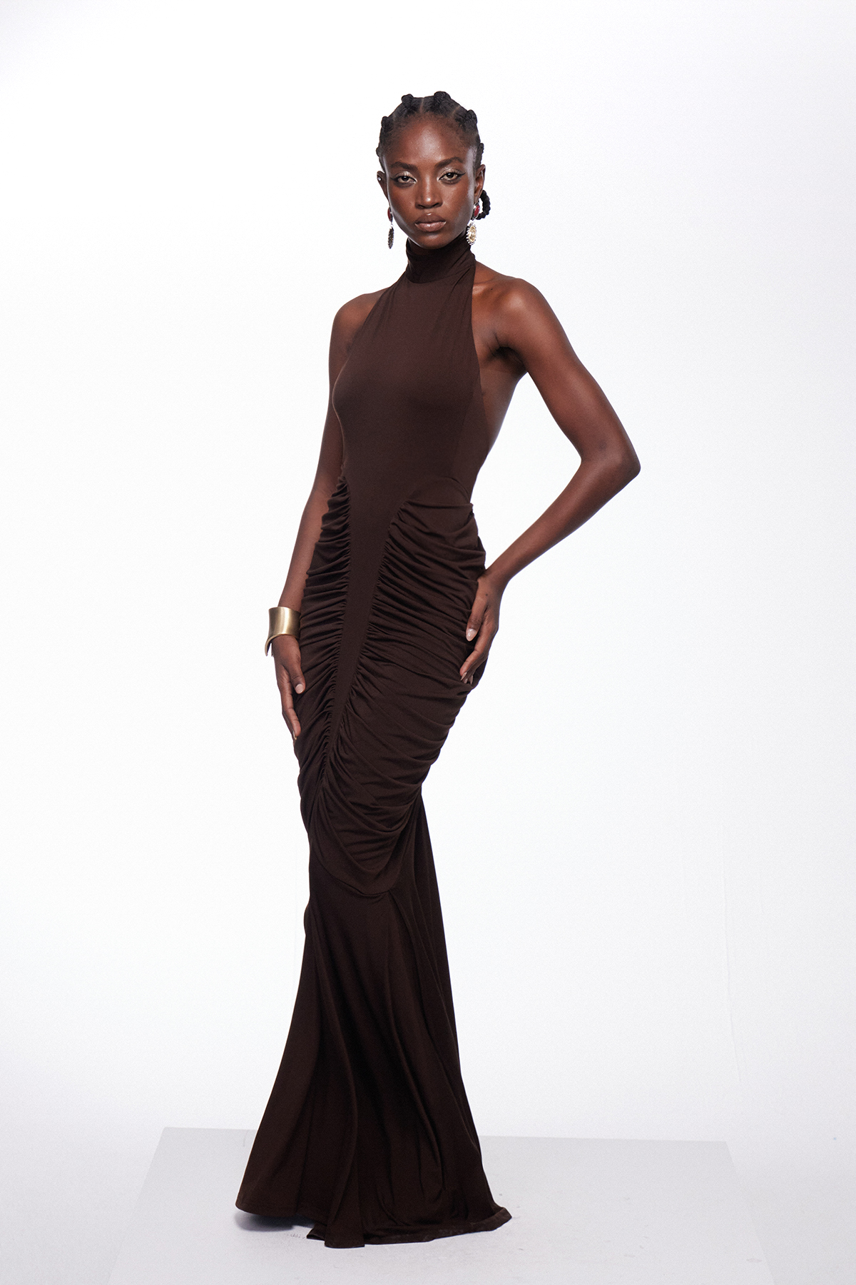 Igor Halter Neck Draped Maxi Dress