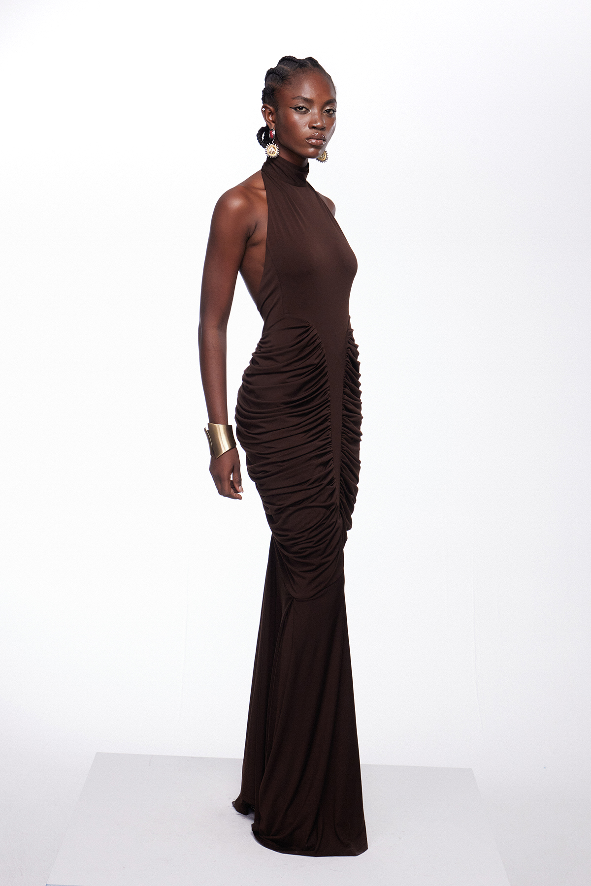 Igor Halter Neck Draped Maxi Dress