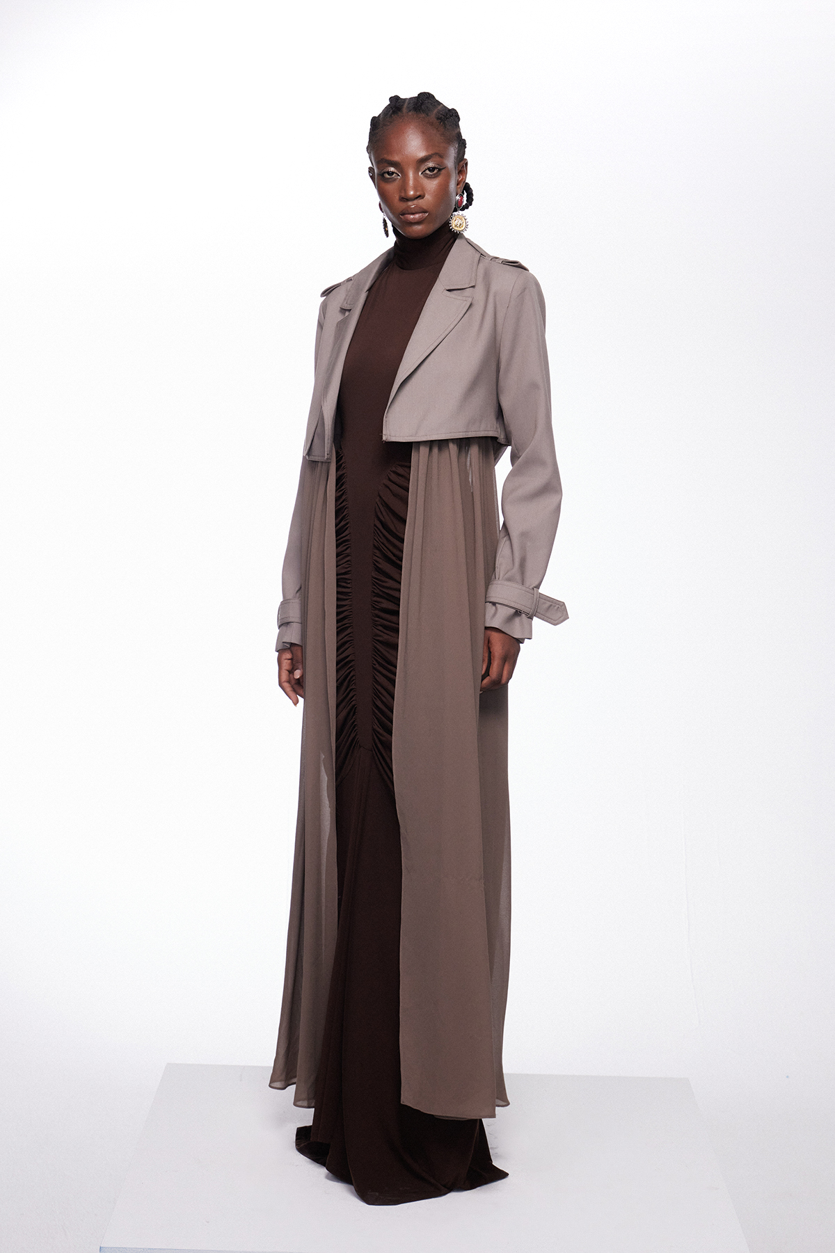 Igori Crop Mesh Trench Coat