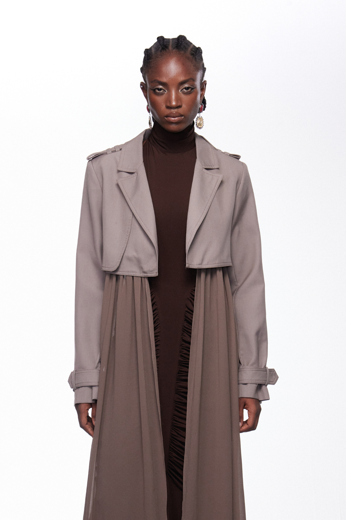 Igori Crop Mesh Trench Coat