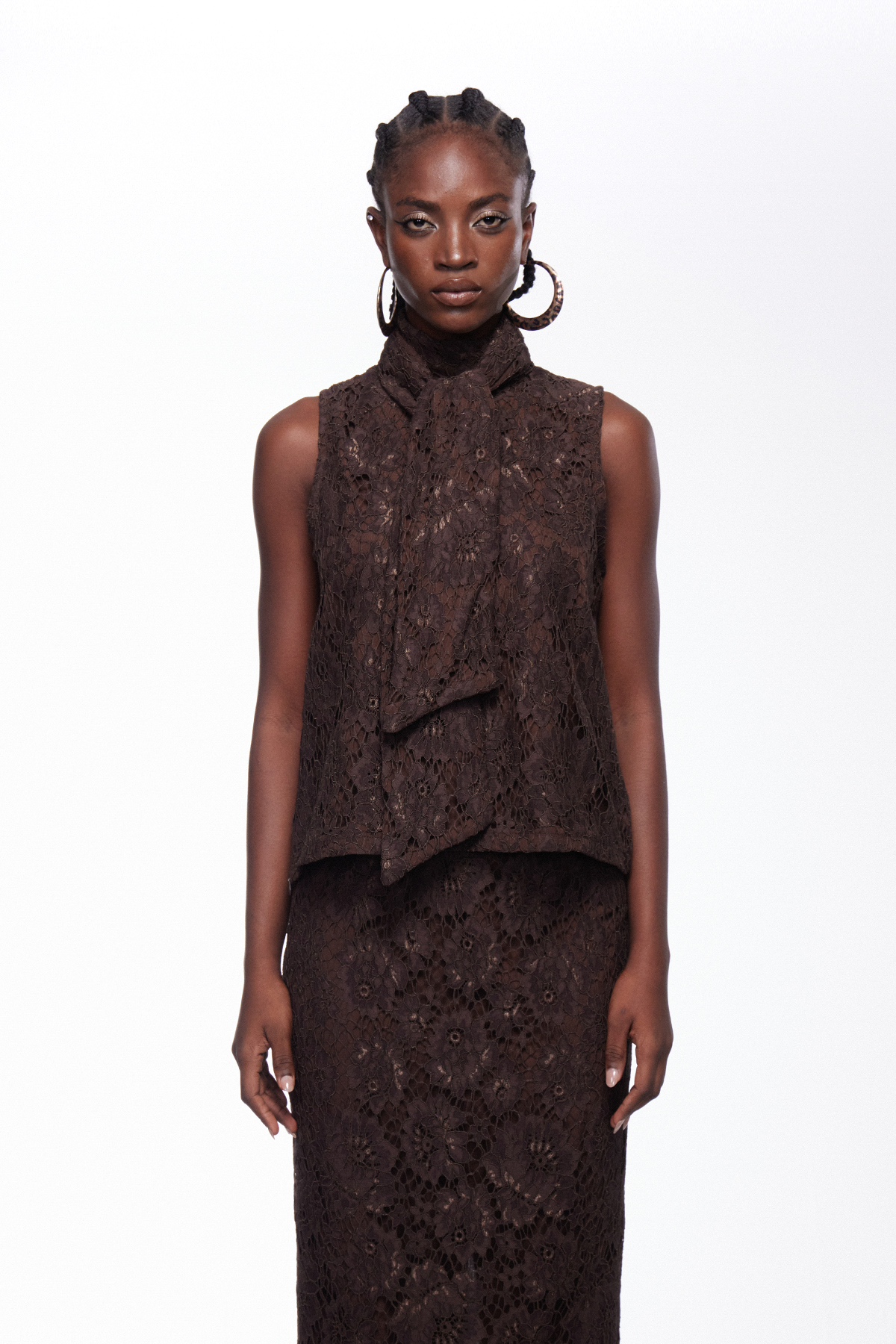 Igraine Tie Up Lace Skirt Set