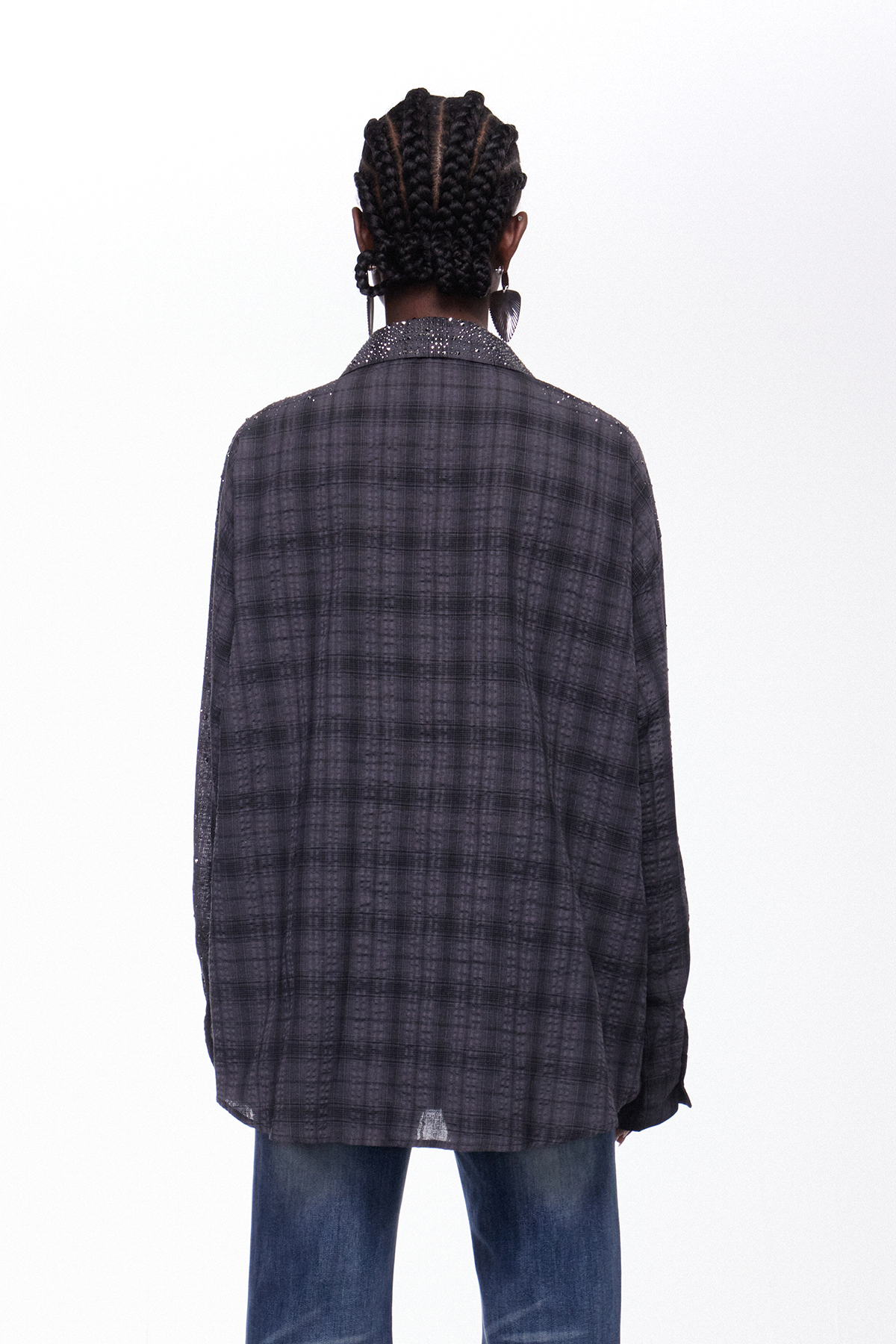 Ihab Rhinestone Grid Shirt