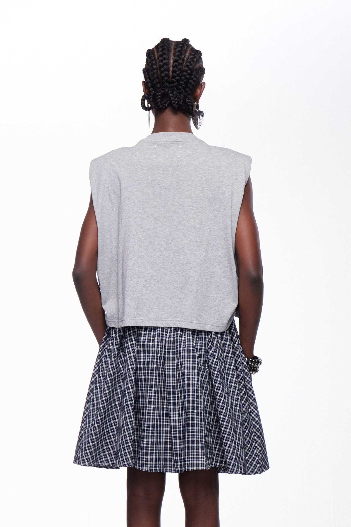 Ihar Deconstruct Grid Mini Dress