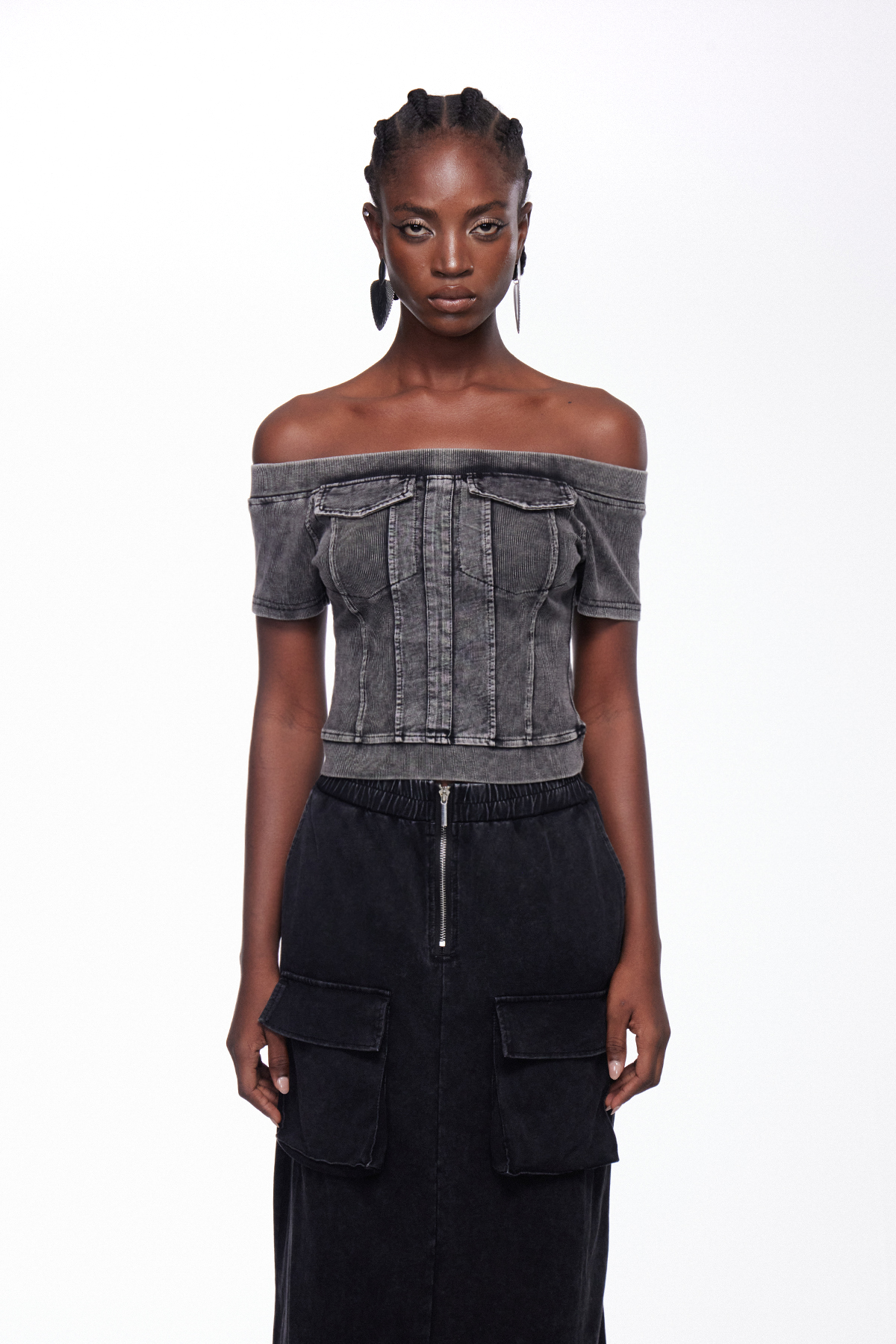 Ihintza Off Shoulder Denim Skirt Set