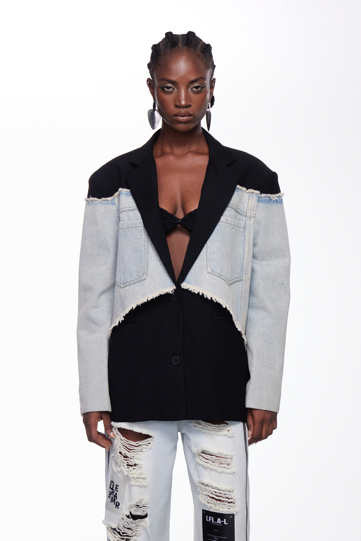 Ihor Ripped Deconstruct Denim Blazer