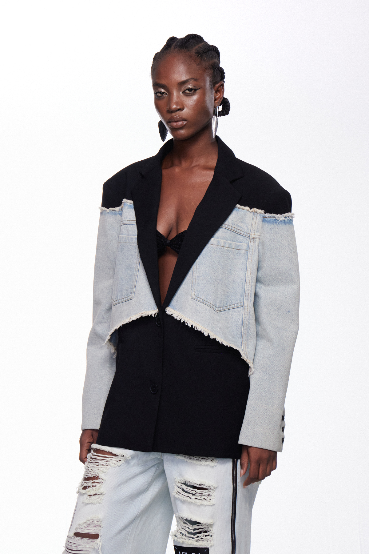 Ihor Ripped Deconstruct Denim Blazer