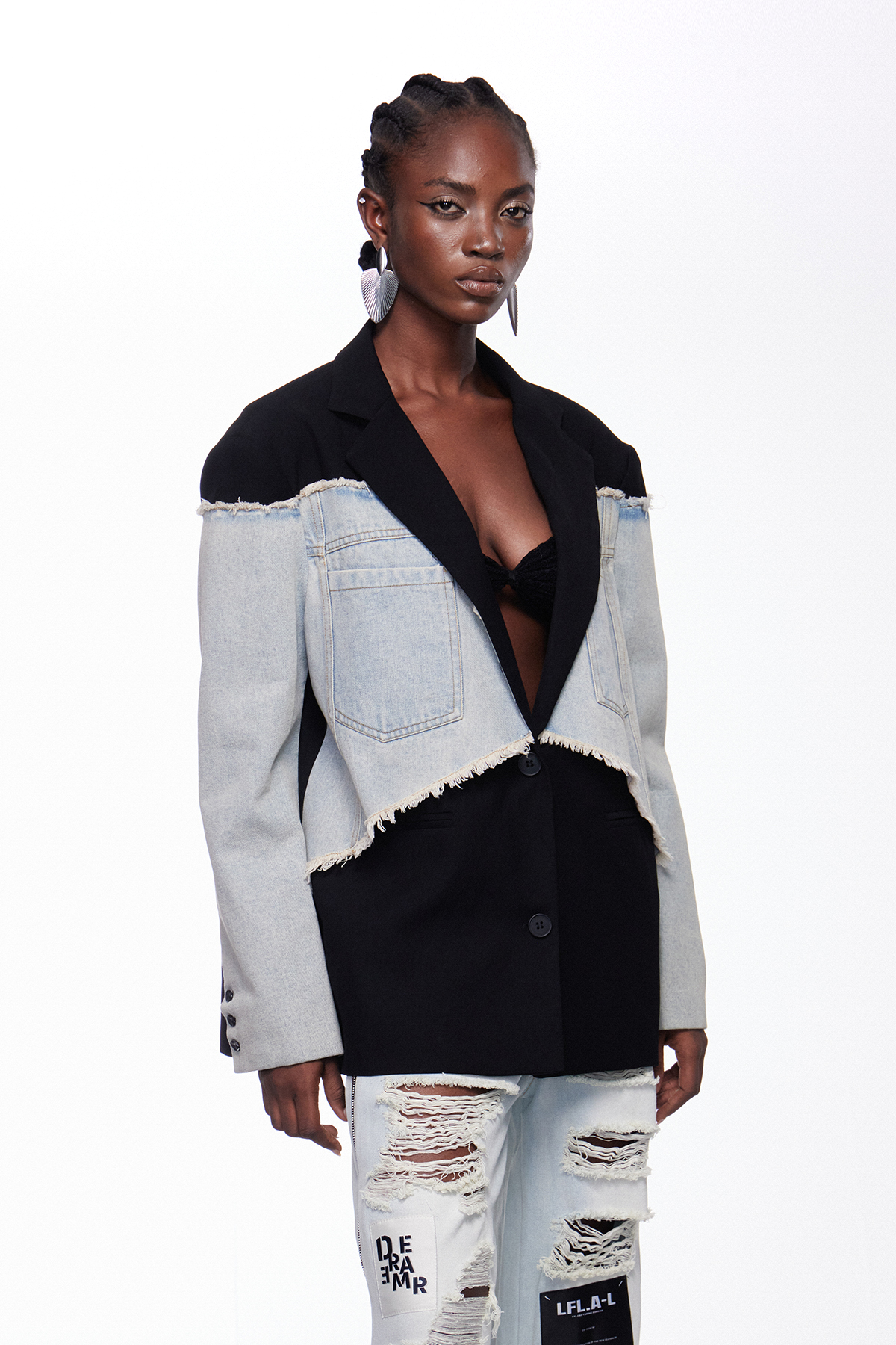 Ihor Ripped Deconstruct Denim Blazer