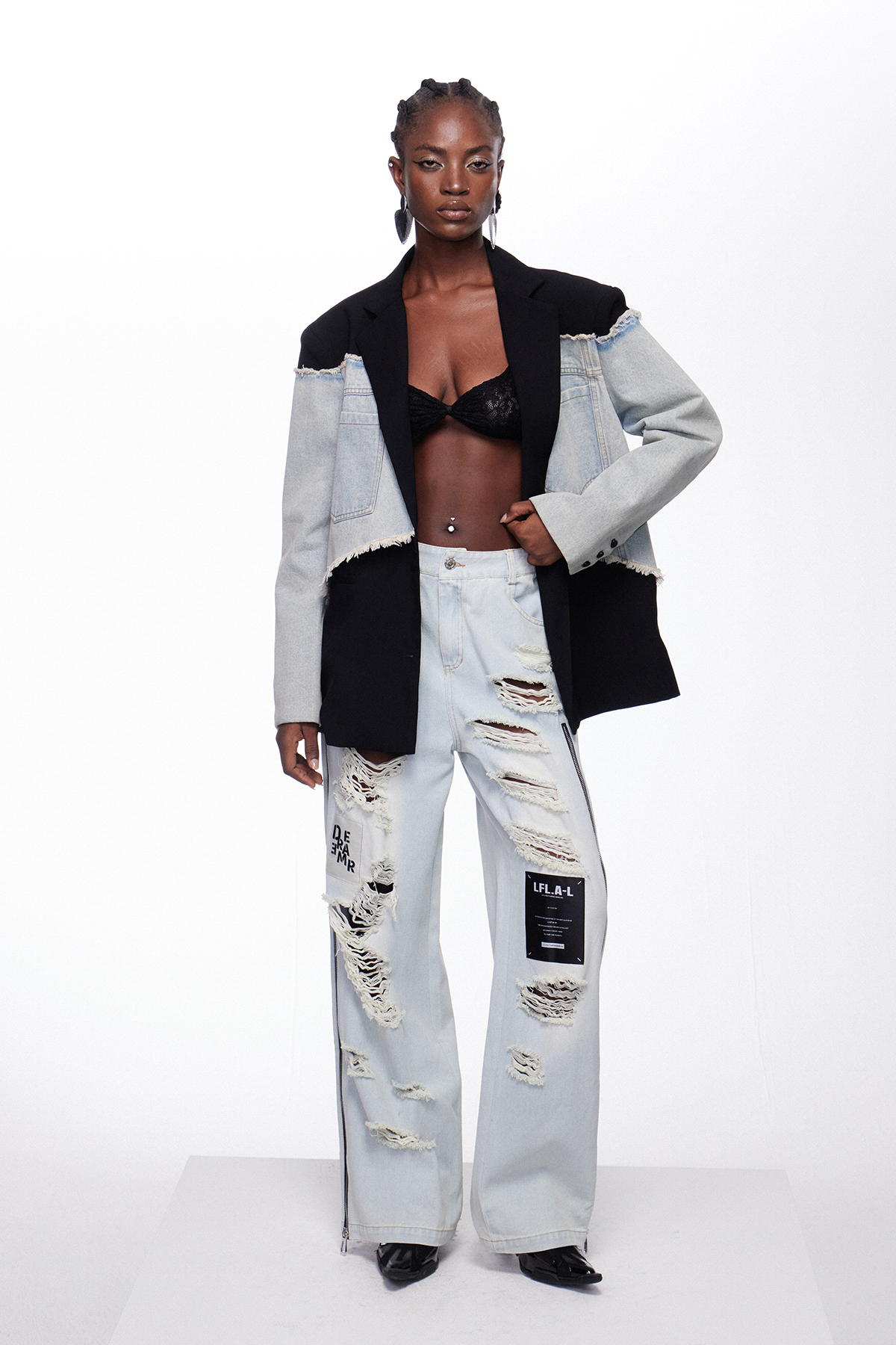 Ihor Ripped Deconstruct Denim Blazer