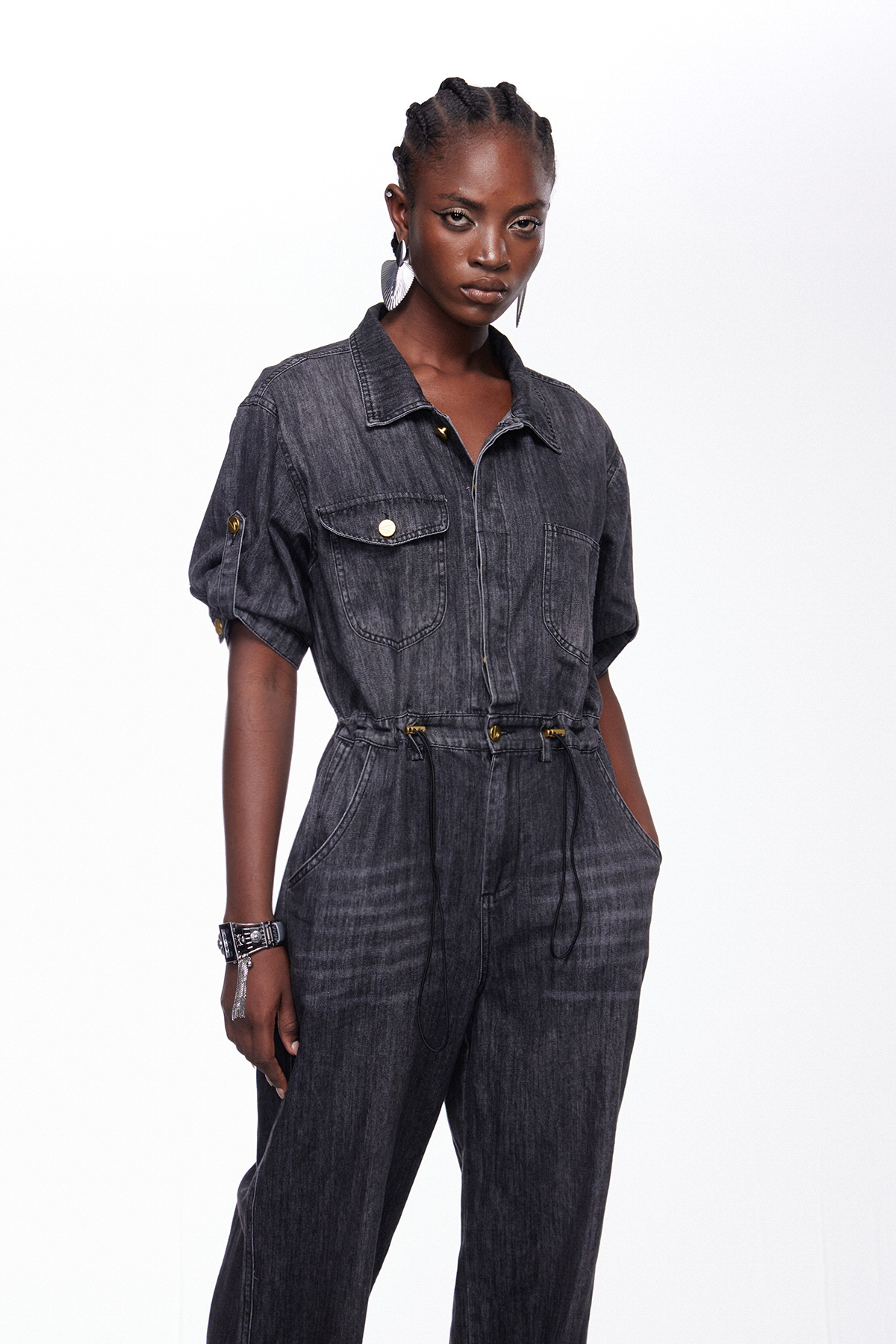 Iiro Drawstring Denim Jumpsuit
