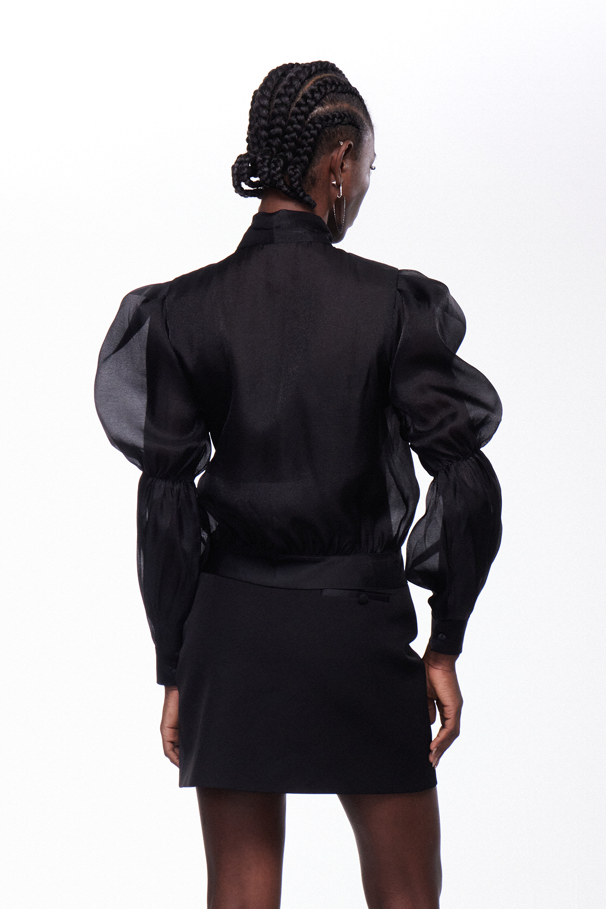 Iisa Balloon Sleeve Mesh Top