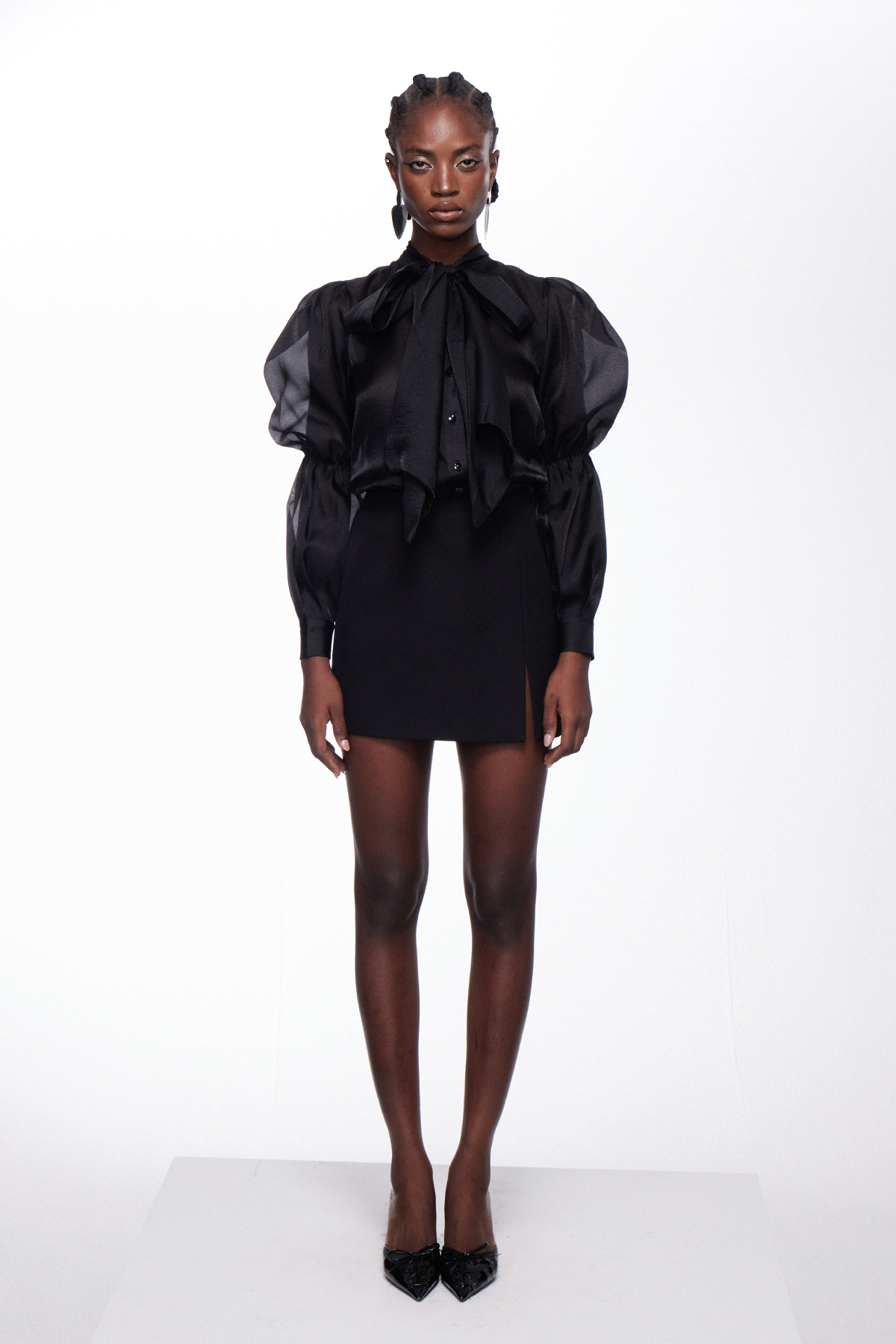 Iisa Balloon Sleeve Mesh Top