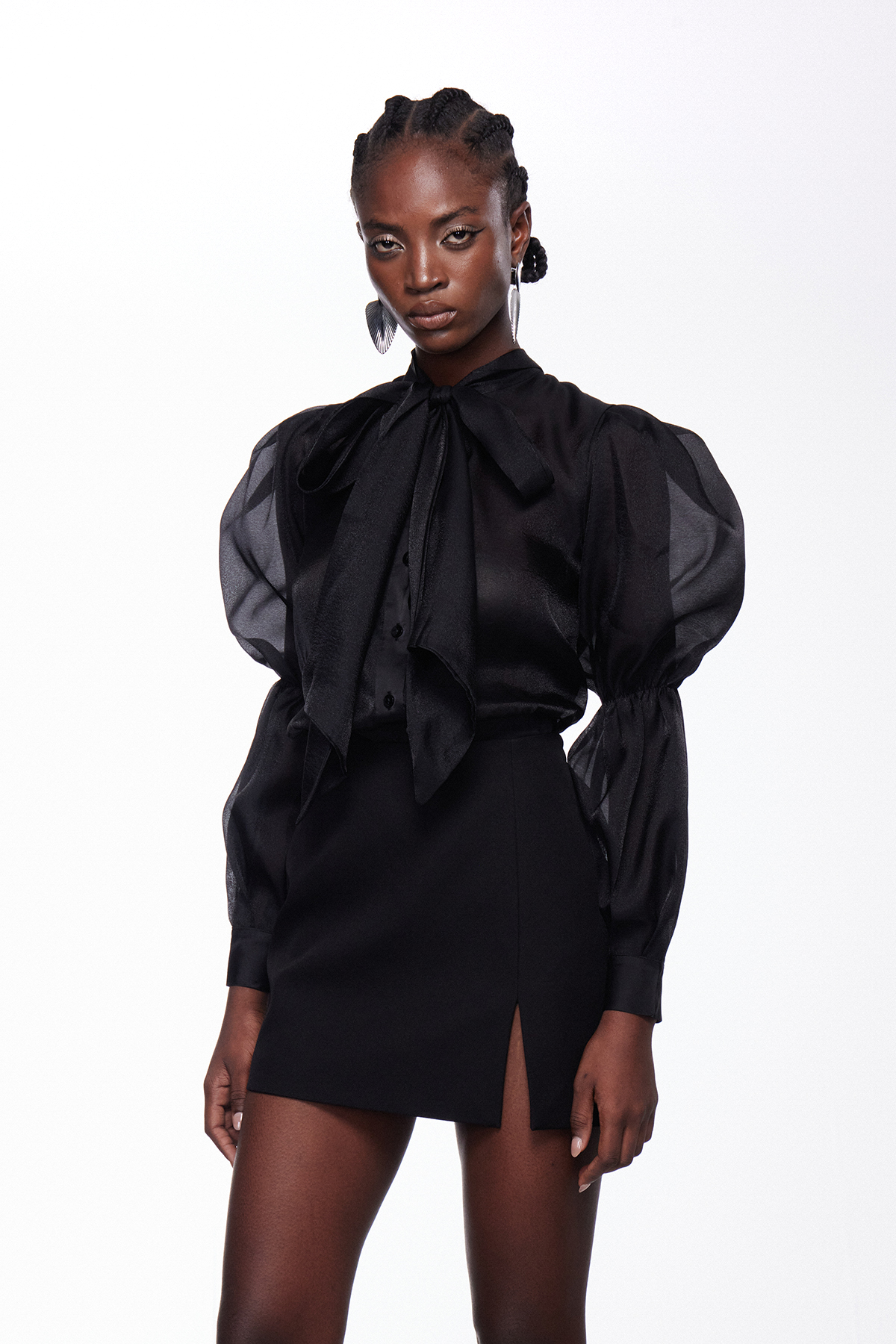 Iisa Balloon Sleeve Mesh Top
