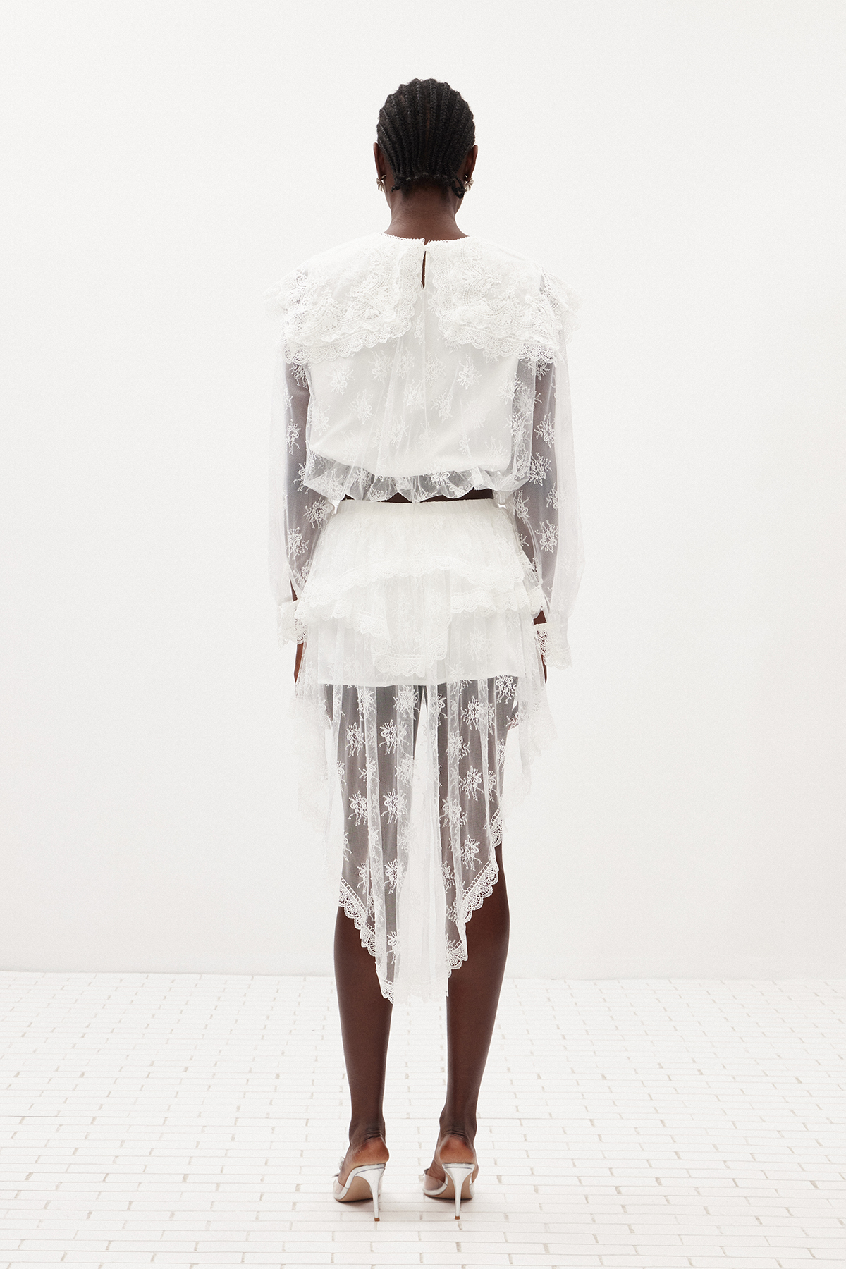 Ikraam Lace Crop Flower Skirt Set