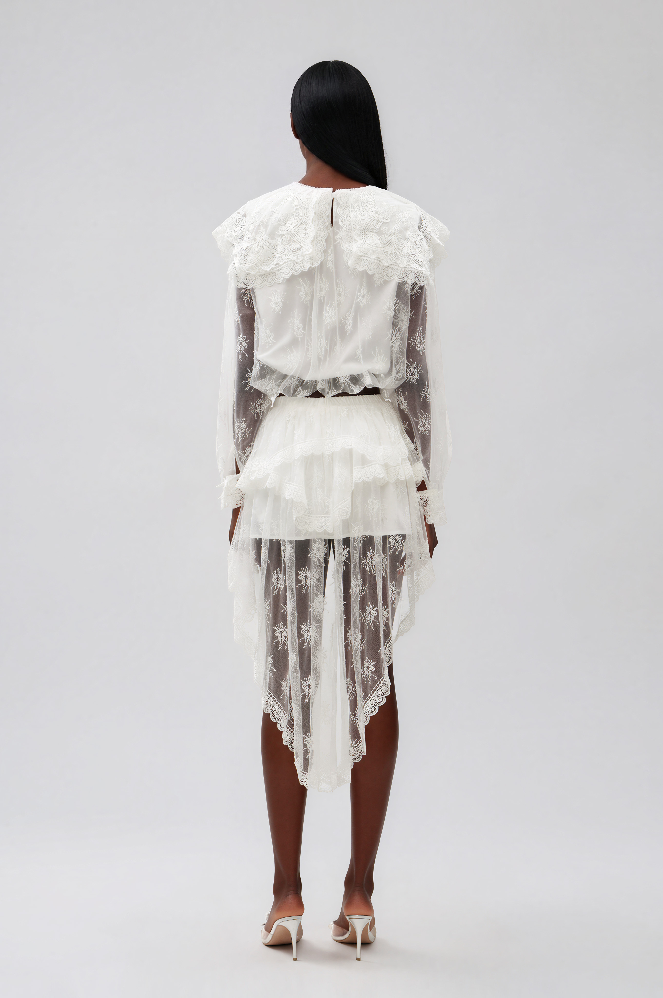 Ikraam Lace Crop Flower Skirt Set