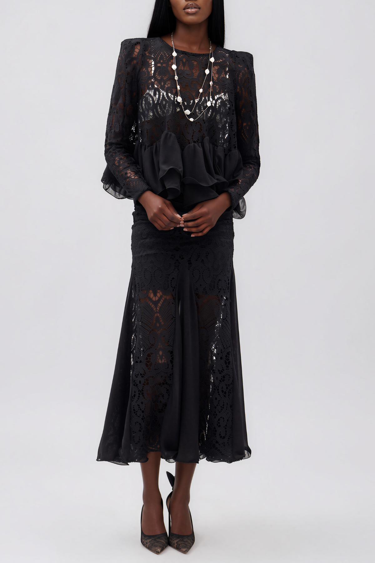 Ikranur Ruffle Lace Skirt Set