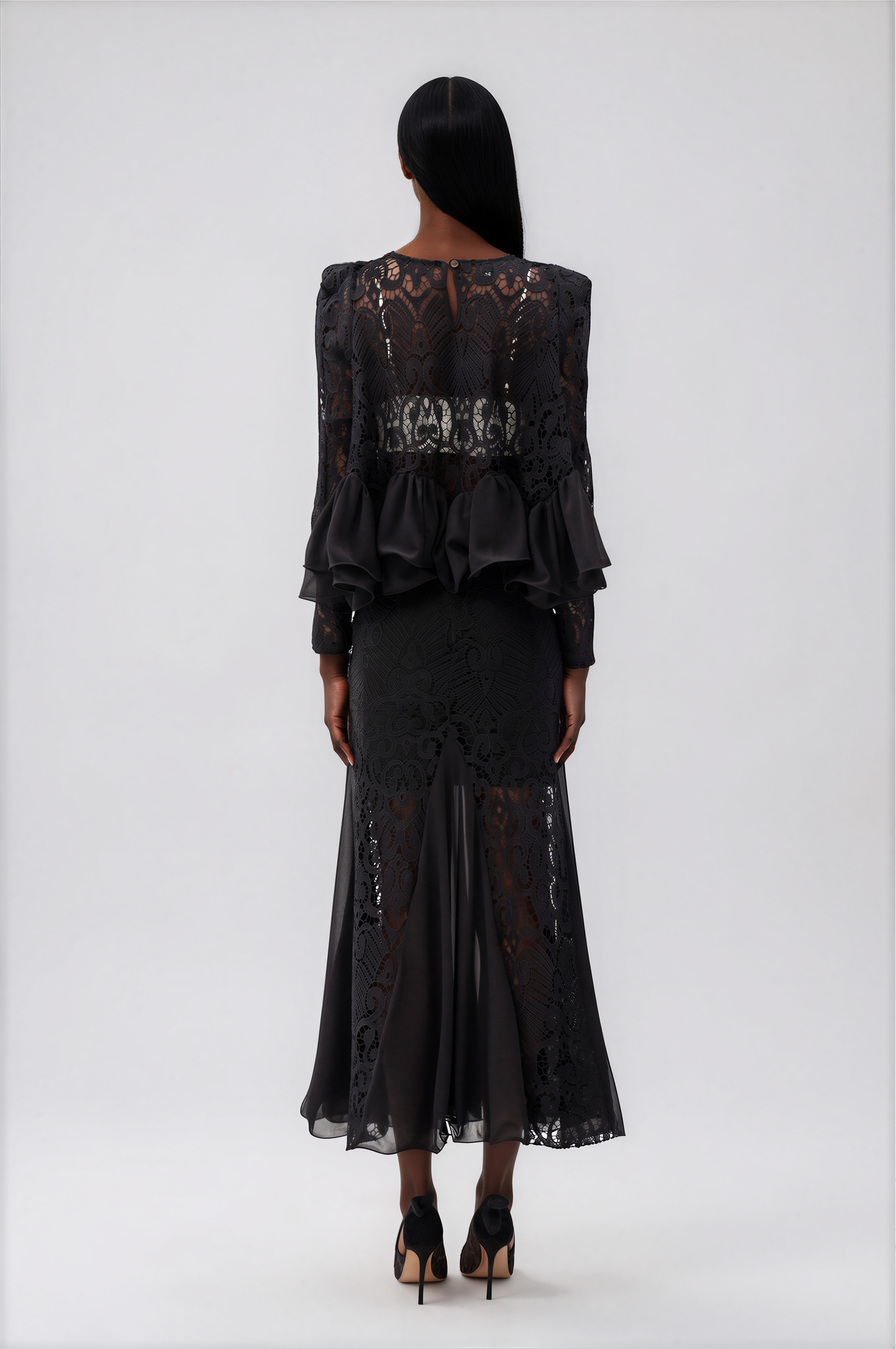 Ikranur Ruffle Lace Skirt Set