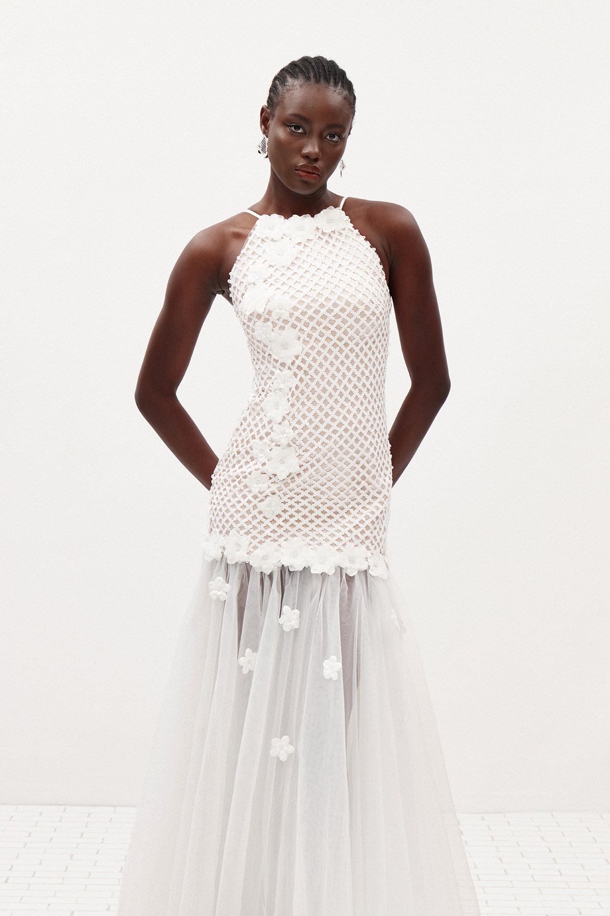 Ilai Flower Mesh Maxi Dress