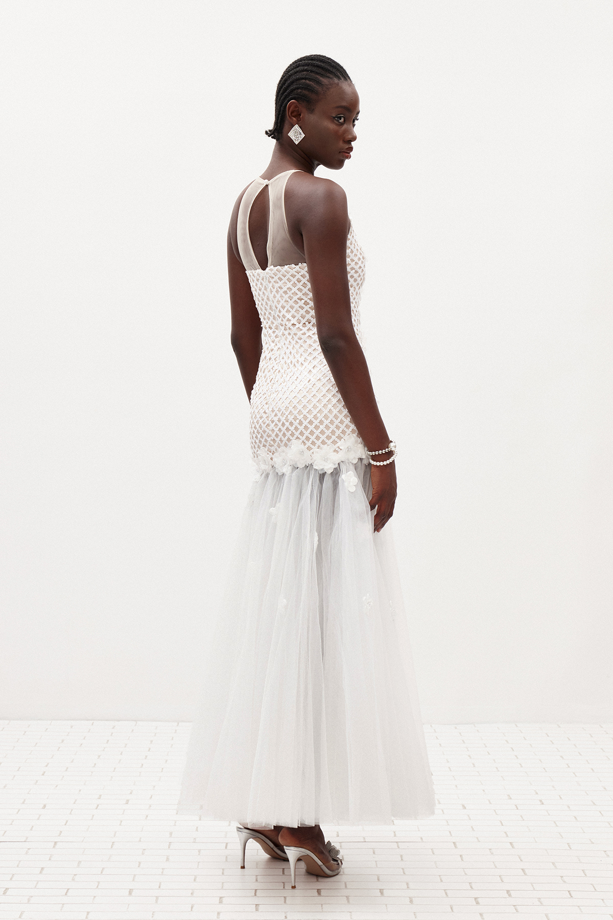 Ilai Flower Mesh Maxi Dress